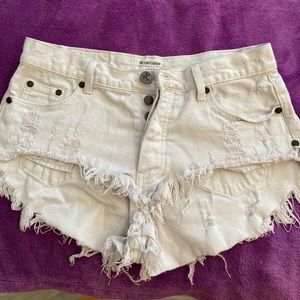 White jean shorts